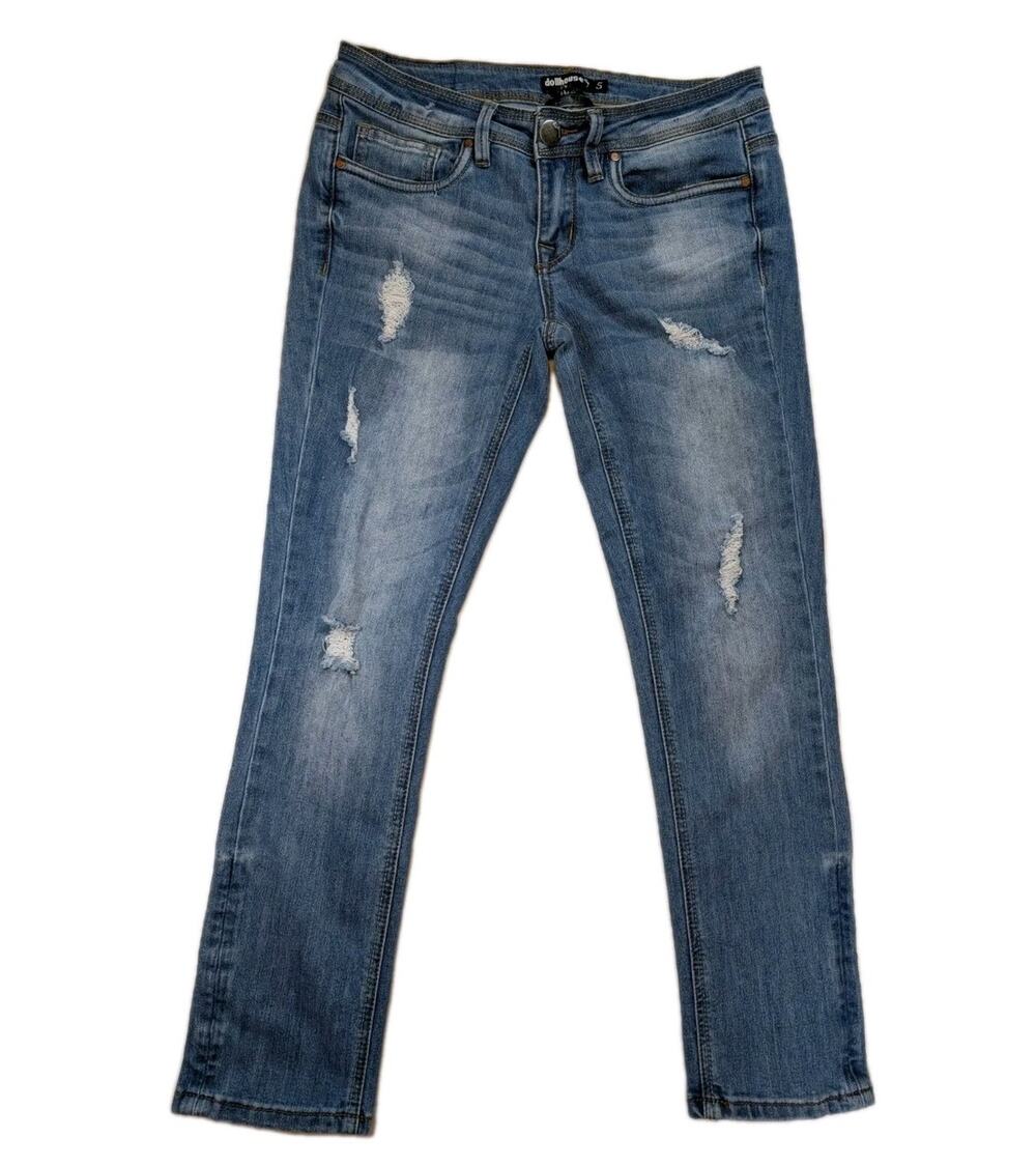 Dollhouse Charley Skinny Ankle Jeans Womens 5 Distressed Medium Wash Y2K